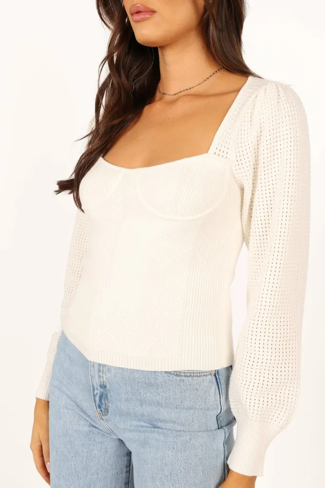 Sweaters Women Madalyn Knit Sweater White Petal and Pup