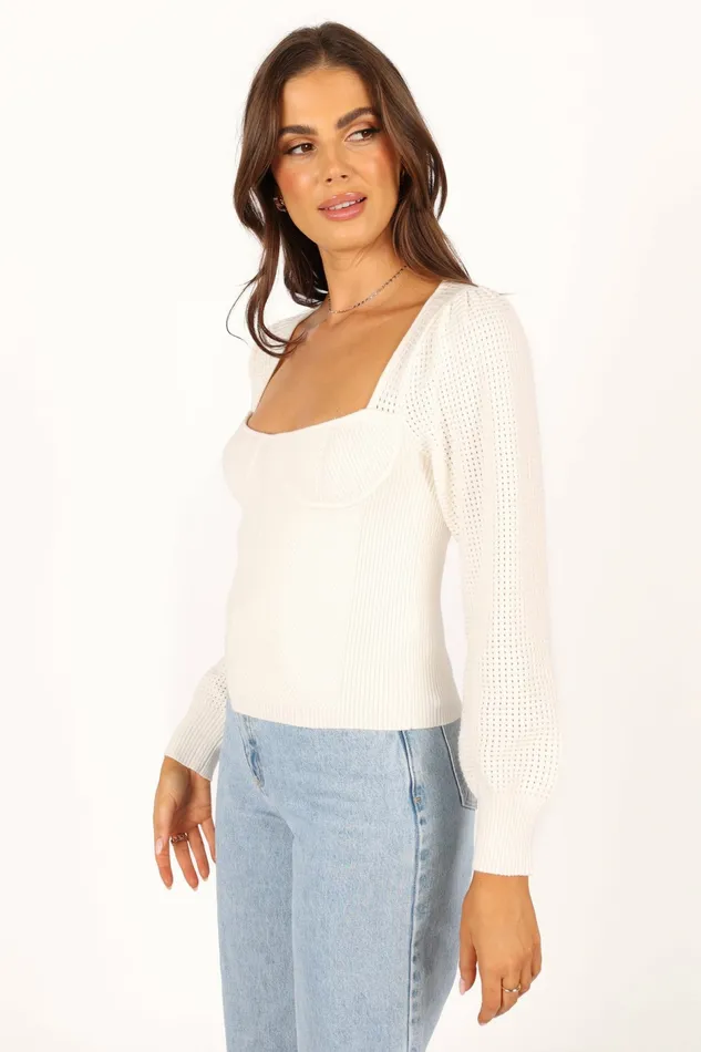 Sweaters Women Madalyn Knit Sweater White Petal and Pup