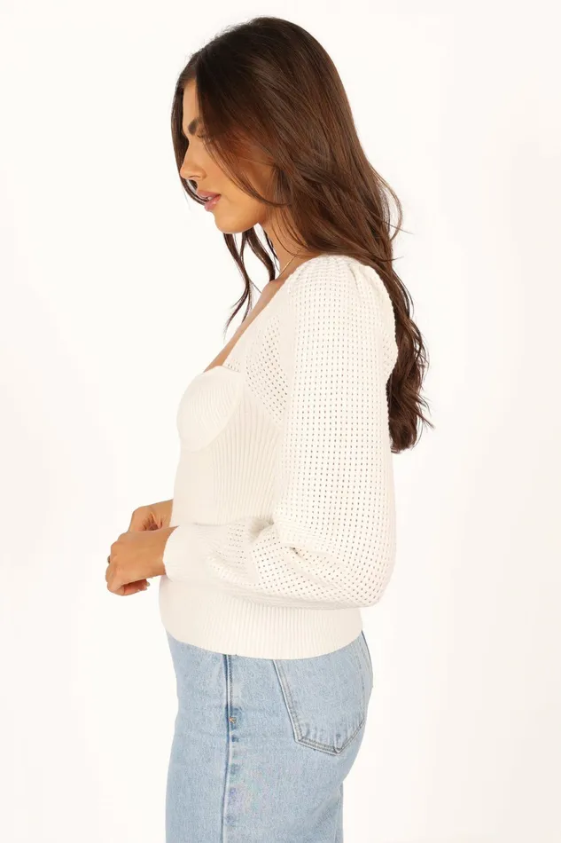 Sweaters Women Madalyn Knit Sweater White Petal and Pup