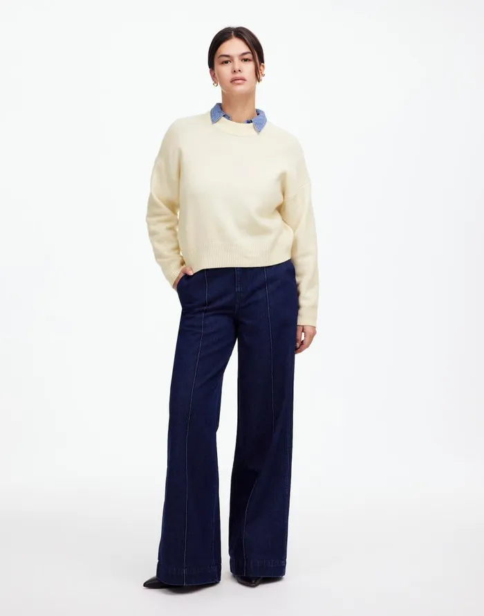 Sweaters Women Madewell Boxy Crewneck Sweater In SoftWool Hthr Cloud
