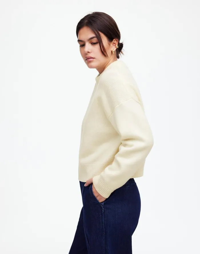 Sweaters Women Madewell Boxy Crewneck Sweater In SoftWool Hthr Cloud