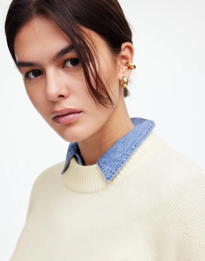 Sweaters Women Madewell Boxy Crewneck Sweater In SoftWool Hthr Cloud