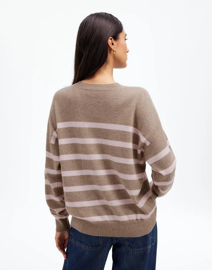 Sweaters Women Madewell Cashmere Relaxed Crewneck Sweater Hthr Mink Stripe