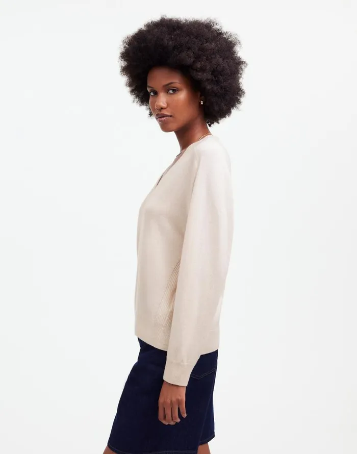 Sweaters Women Madewell Cashmere VNeck Sweater Hthr Oat