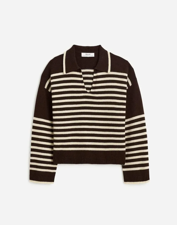 Sweaters Women Madewell CashmereWool Blend Polo Sweater Espresso Brown