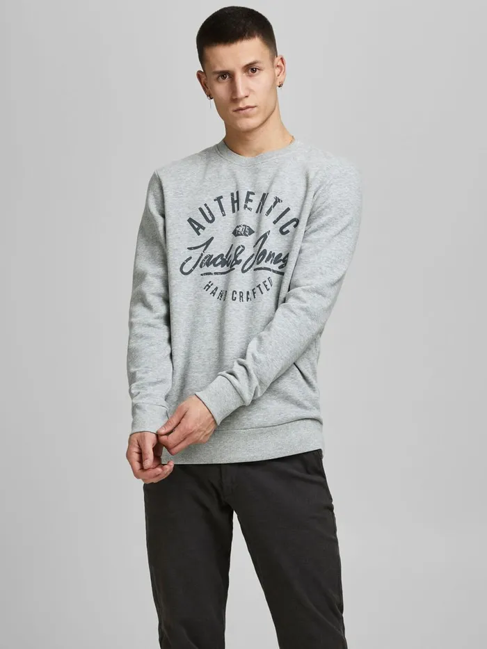 Sweatshirts JACK and JONES Mens 2PACK CREW NECK SWEATSHIRT Grey Black For Sale