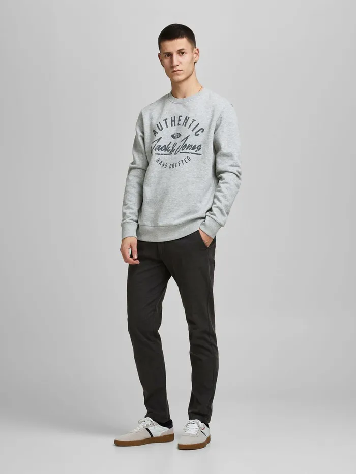 Sweatshirts JACK and JONES Mens 2PACK CREW NECK SWEATSHIRT Grey Black For Sale