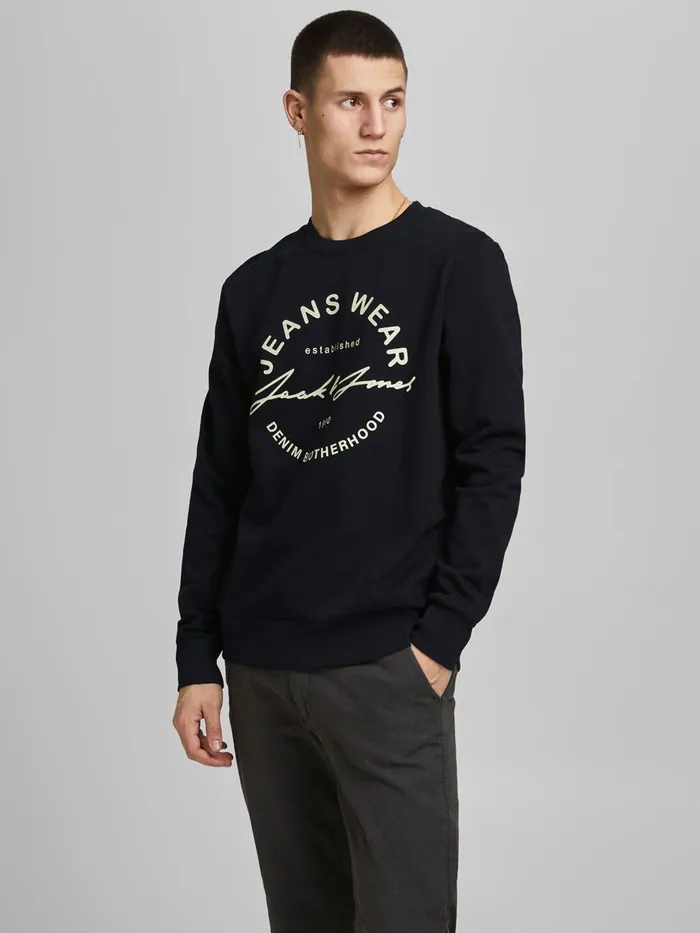 Sweatshirts JACK and JONES Mens 2PACK CREW NECK SWEATSHIRT Grey Black For Sale