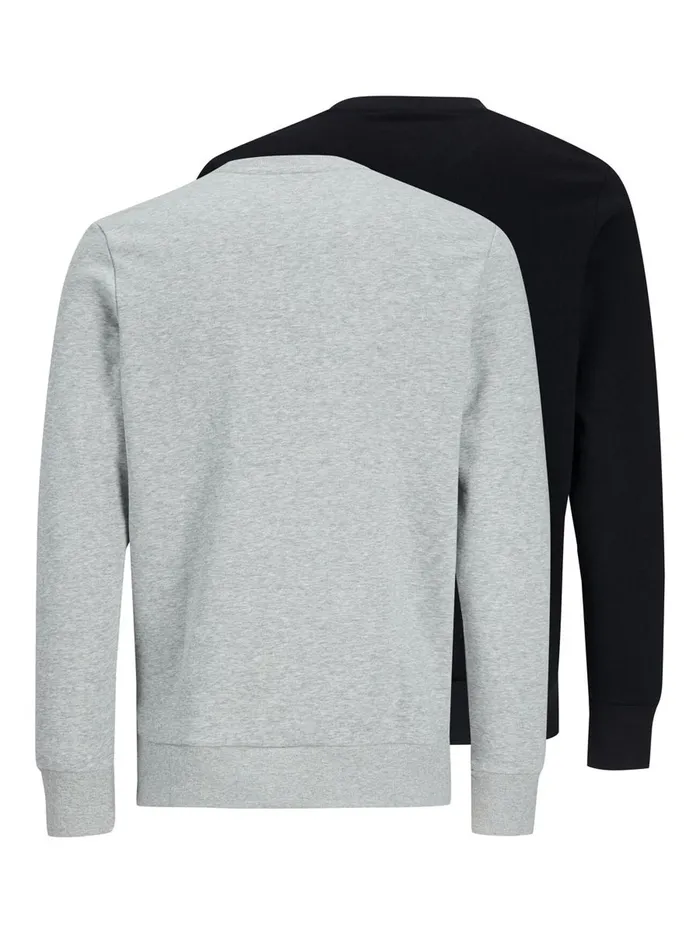 Sweatshirts JACK and JONES Mens 2PACK CREW NECK SWEATSHIRT Grey Black For Sale