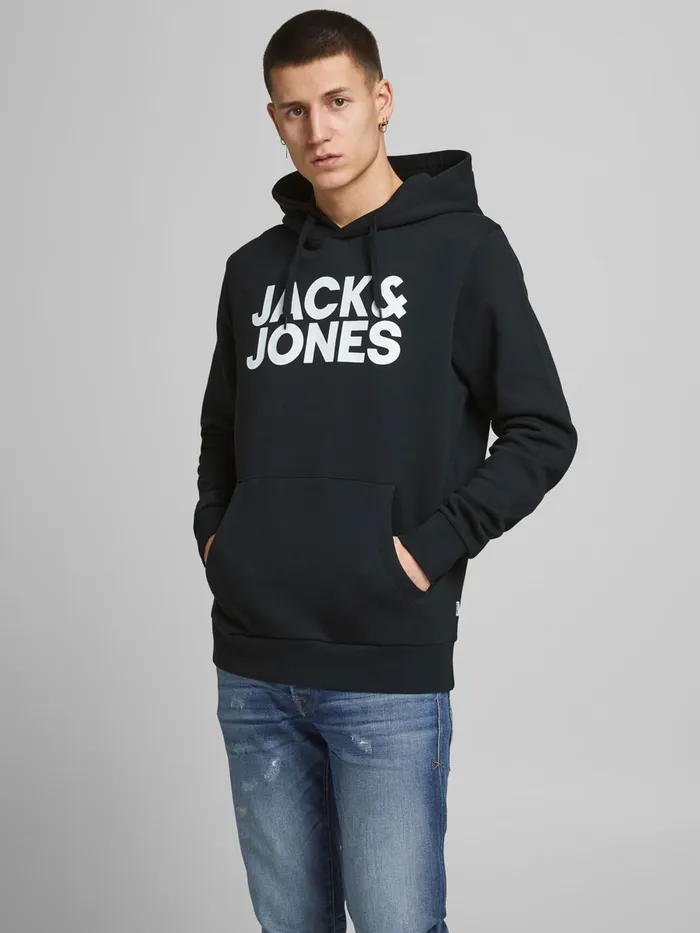 Sweatshirts JACK and JONES Mens 2PACK LOGO HOODIE Black Black For Sale