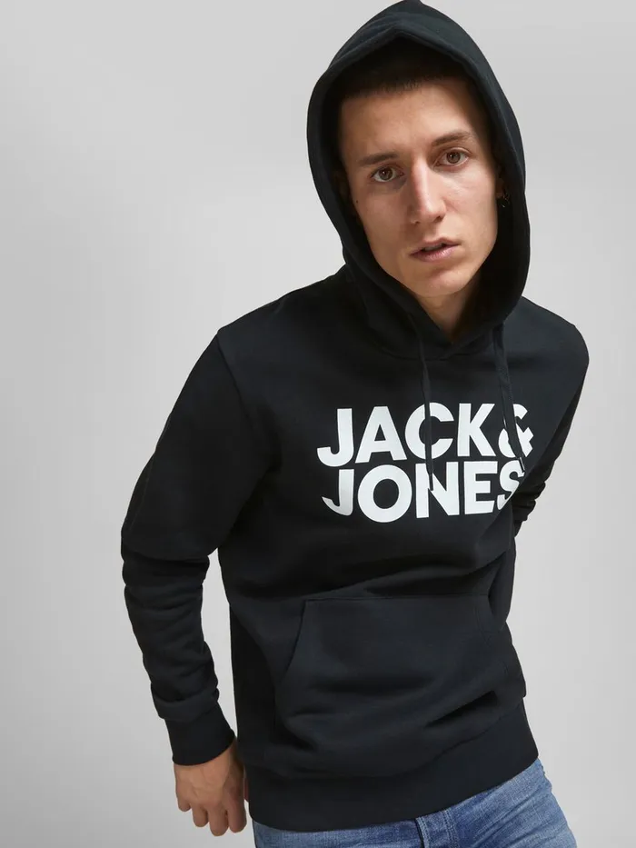 Sweatshirts JACK and JONES Mens 2PACK LOGO HOODIE Black Black For Sale