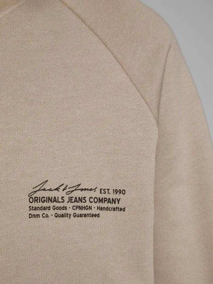 Sweatshirts JACK and JONES Mens BOXY FIT SWEATSHIRT Beige Chinchilla Gift Ideas