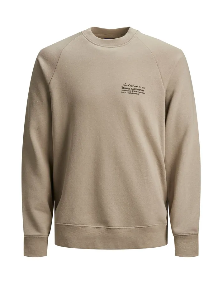 Sweatshirts JACK and JONES Mens BOXY FIT SWEATSHIRT Beige Chinchilla Gift Ideas