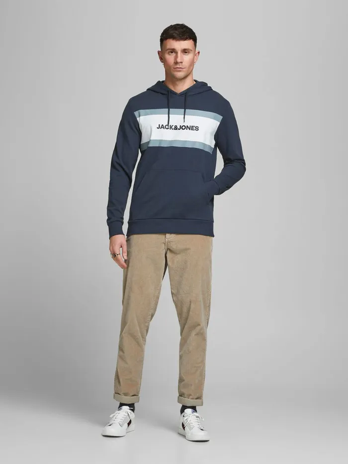 Sweatshirts JACK and JONES Mens LOGO HOODIE Blue Navy Blazer On Sale