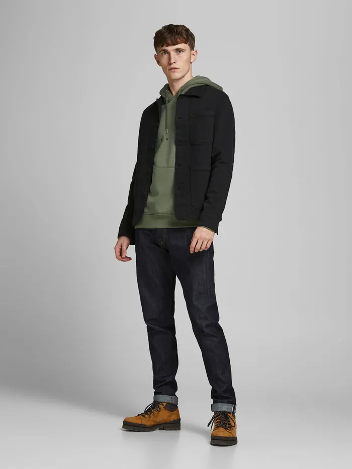 Sweatshirts JACK and JONES Mens LOGO HOODIE Green Dusty Olive Popular