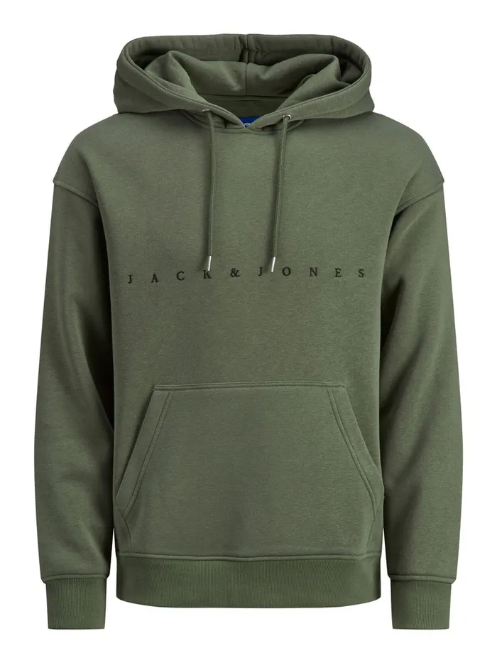 Sweatshirts JACK and JONES Mens LOGO HOODIE Green Dusty Olive Popular