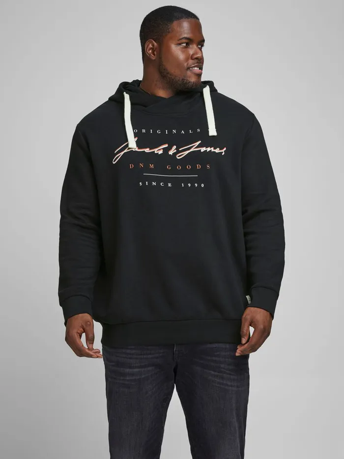 Sweatshirts JACK and JONES Mens LOOPBACK HOODIE Black Black Cheap On Sale