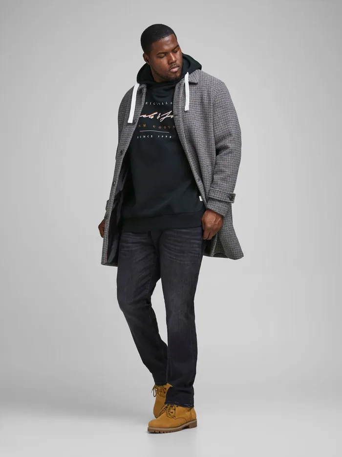 Sweatshirts JACK and JONES Mens LOOPBACK HOODIE Black Black Cheap On Sale