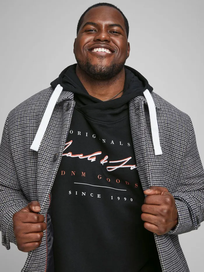 Sweatshirts JACK and JONES Mens LOOPBACK HOODIE Black Black Cheap On Sale