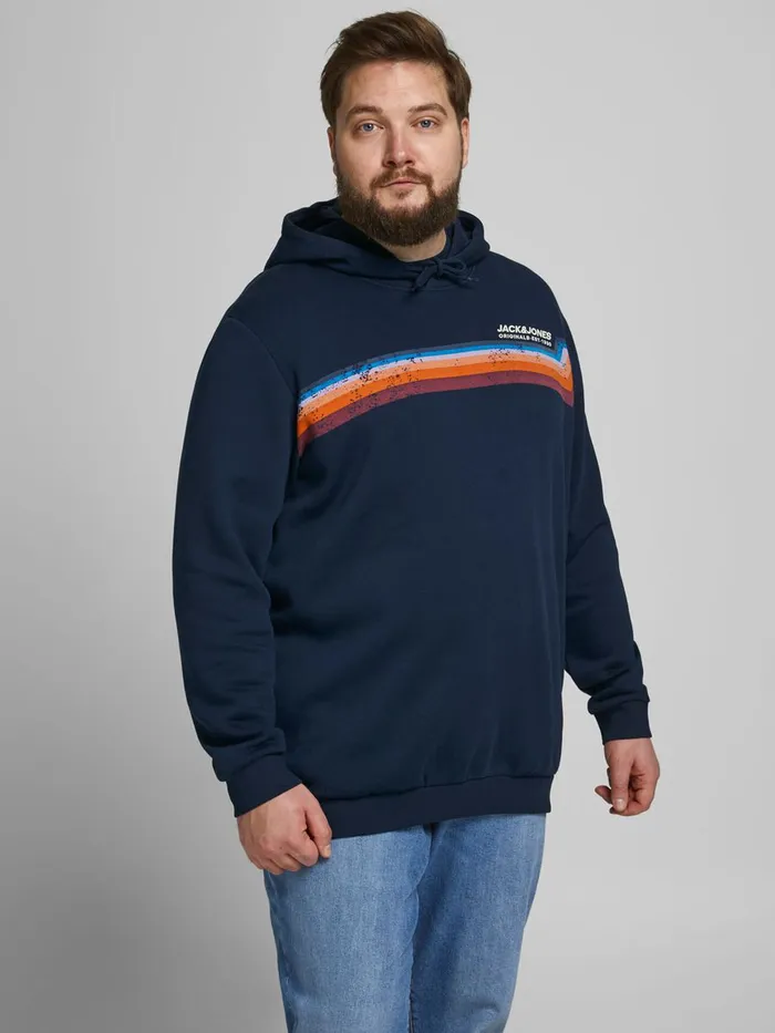 Sweatshirts JACK and JONES Mens LOOPBACK LOGO PLUS SIZE HOODIE Blue Navy Blazer Cheap On Sale Sweatshirts JACK and JONES Mens LOOPBACK LOGO PLUS SIZE HOODIE Blue Navy Blazer Cheap On Sale