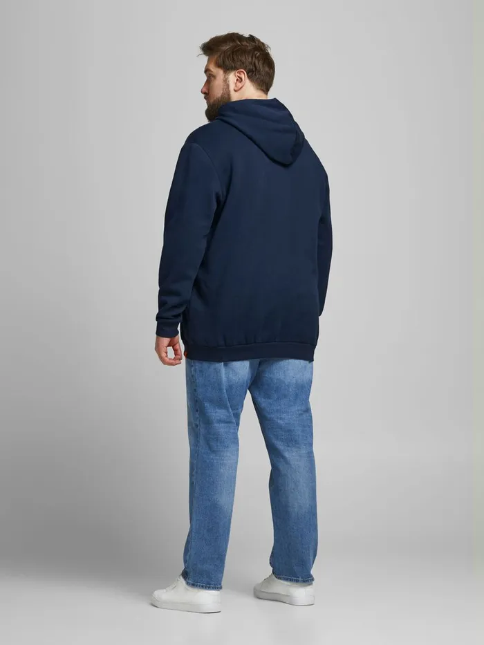 Sweatshirts JACK and JONES Mens LOOPBACK LOGO PLUS SIZE HOODIE Blue Navy Blazer Cheap On Sale