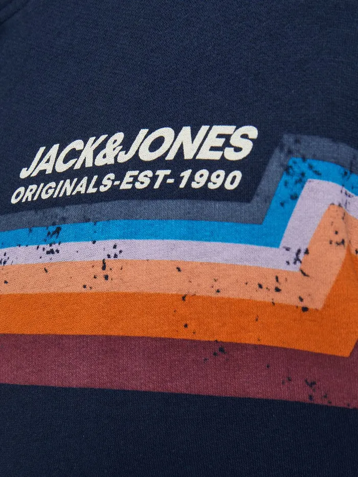 Sweatshirts JACK and JONES Mens LOOPBACK LOGO PLUS SIZE HOODIE Blue Navy Blazer Cheap On Sale