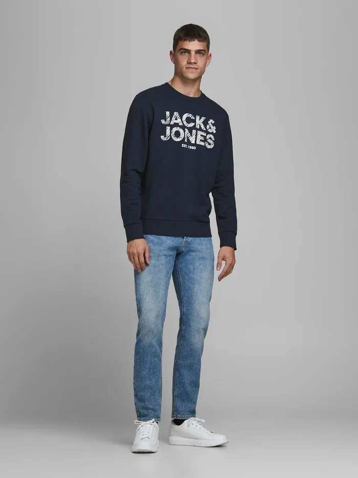 Sweatshirts JACK and JONES Mens LOOPBACK LOGO SWEATSHIRT Blue Navy Blazer Gift 4 You