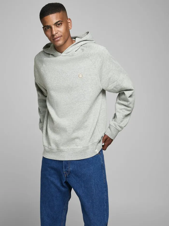 Sweatshirts JACK and JONES Mens LOOPBACK SWEAT HOODIE Grey Light Grey Melange Gift 4 You