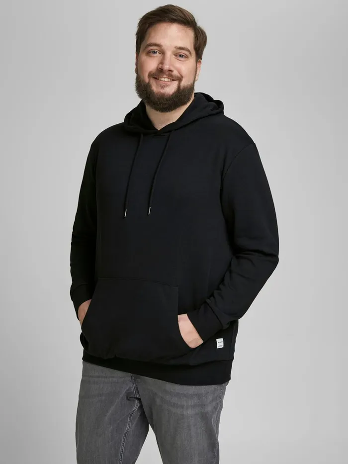 Sweatshirts JACK and JONES Mens PLAIN PLUS SIZE HOODIE Black Black Cheap On Sale Sweatshirts JACK and JONES Mens PLAIN PLUS SIZE HOODIE Black Black Cheap On Sale