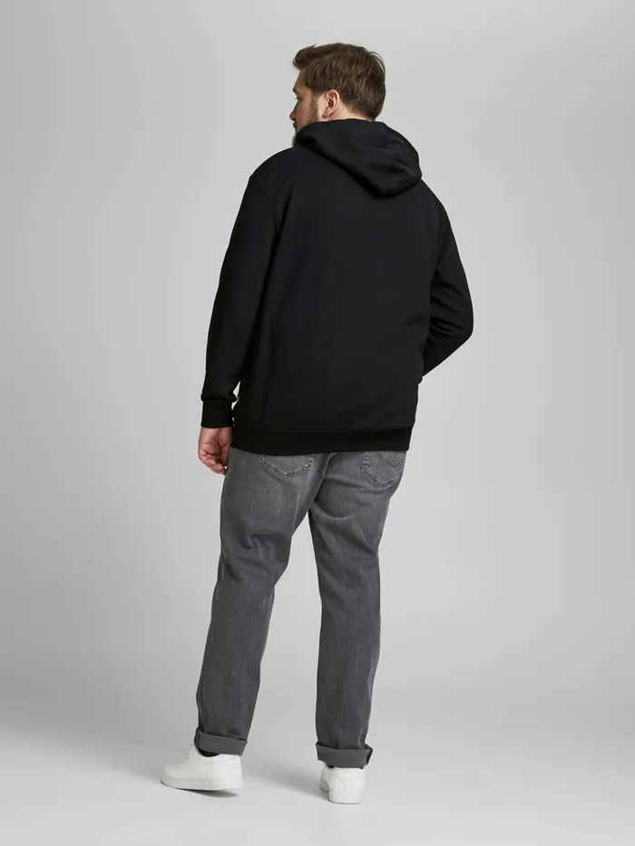 Sweatshirts JACK and JONES Mens PLAIN PLUS SIZE HOODIE Black Black Cheap On Sale