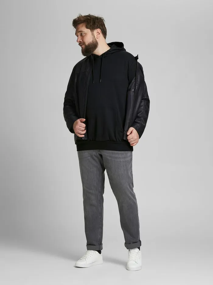 Sweatshirts JACK and JONES Mens PLAIN PLUS SIZE HOODIE Black Black Cheap On Sale