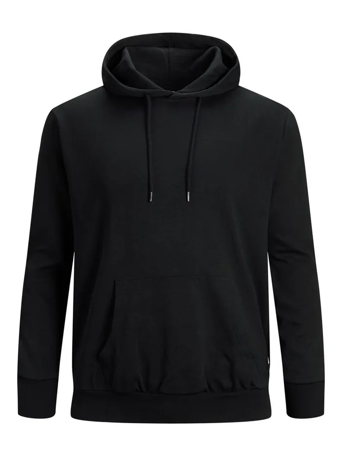 Sweatshirts JACK and JONES Mens PLAIN PLUS SIZE HOODIE Black Black Cheap On Sale