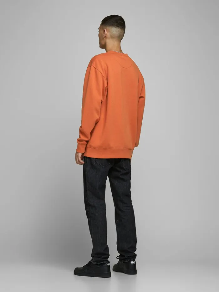 Sweatshirts JACK and JONES Mens PLAIN SWEATSHIRT Orange Umber Popular