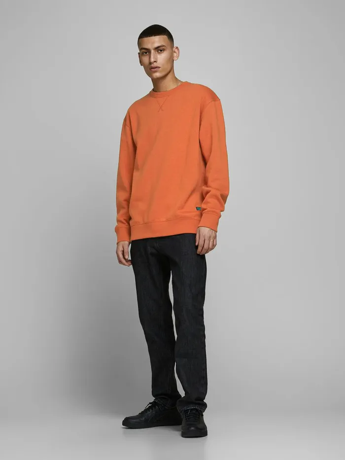 Sweatshirts JACK and JONES Mens PLAIN SWEATSHIRT Orange Umber Popular