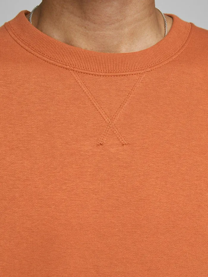 Sweatshirts JACK and JONES Mens PLAIN SWEATSHIRT Orange Umber Popular