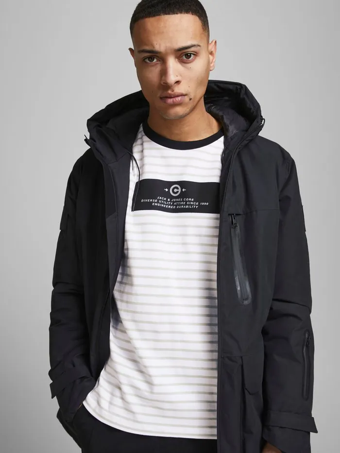 Sweatshirts JACK and JONES Mens STRIPED LOOPBACK SWEATSHIRT White Glacier Gray Gift 4 You