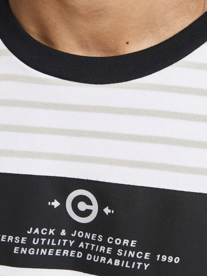 Sweatshirts JACK and JONES Mens STRIPED LOOPBACK SWEATSHIRT White Glacier Gray Gift 4 You