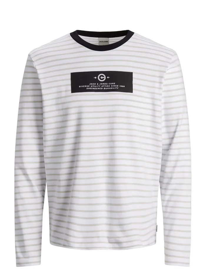 Sweatshirts JACK and JONES Mens STRIPED LOOPBACK SWEATSHIRT White Glacier Gray Gift 4 You