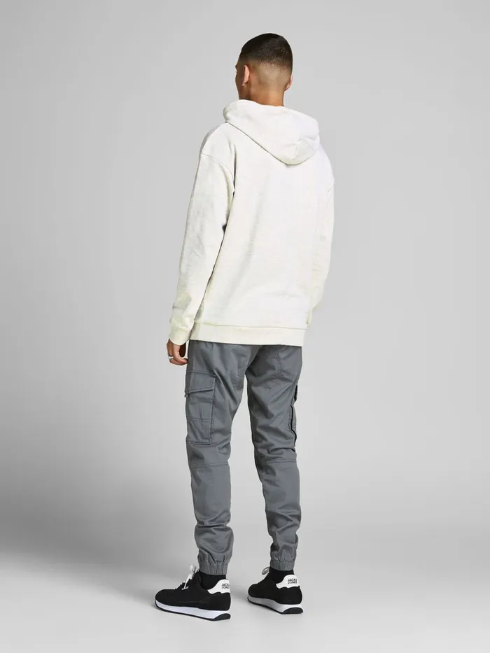 Sweatshirts JACK and JONES Mens SWEAT HOODIE Grey White Melange Casaul