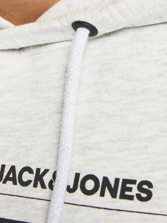 Sweatshirts JACK and JONES Mens SWEAT HOODIE Grey White Melange Casaul