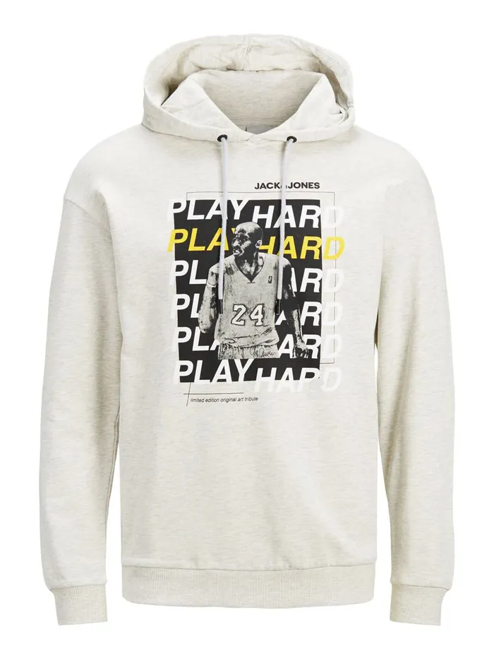 Sweatshirts JACK and JONES Mens SWEAT HOODIE Grey White Melange Casaul