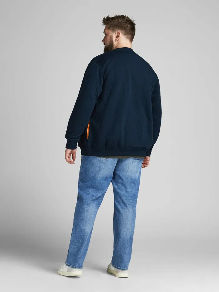 Sweatshirts JACK and JONES Mens ZIPPED BASEBALL PLUS SIZE SWEATSHIRT Blue Navy Blazer Near Me