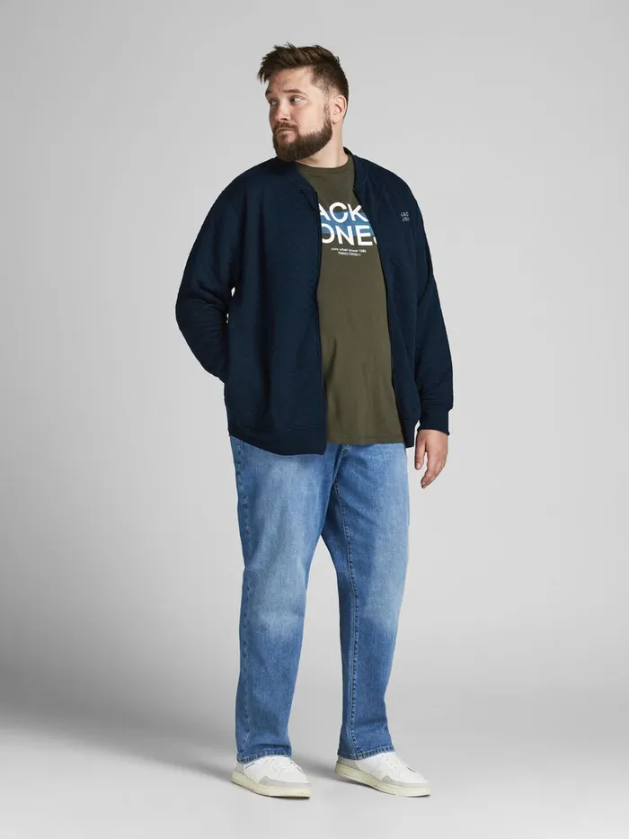 Sweatshirts JACK and JONES Mens ZIPPED BASEBALL PLUS SIZE SWEATSHIRT Blue Navy Blazer Near Me