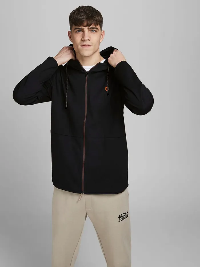 Sweatshirts JACK and JONES Mens ZIPPED HOODIE Black Black Online