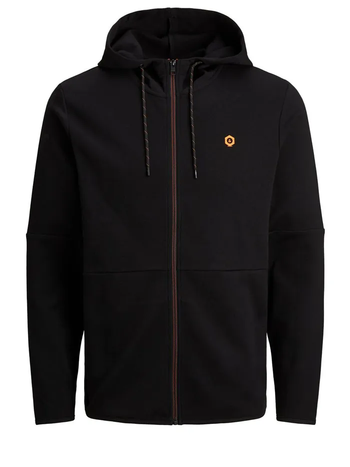 Sweatshirts JACK and JONES Mens ZIPPED HOODIE Black Black Online