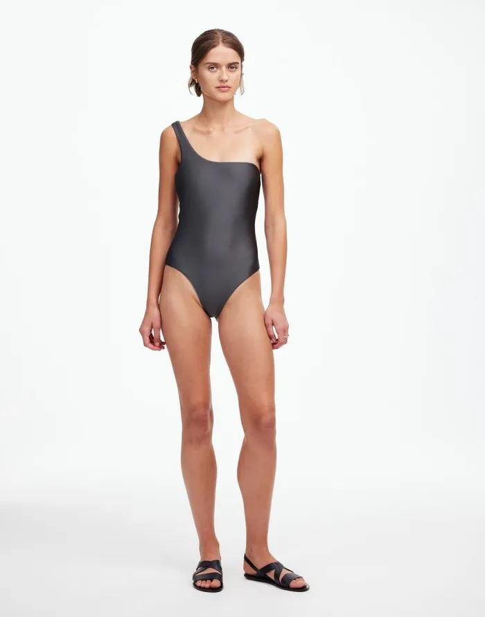 Swim Women Madewell Jade Swim Evolve OnePiece Swimsuit Slate Sheen