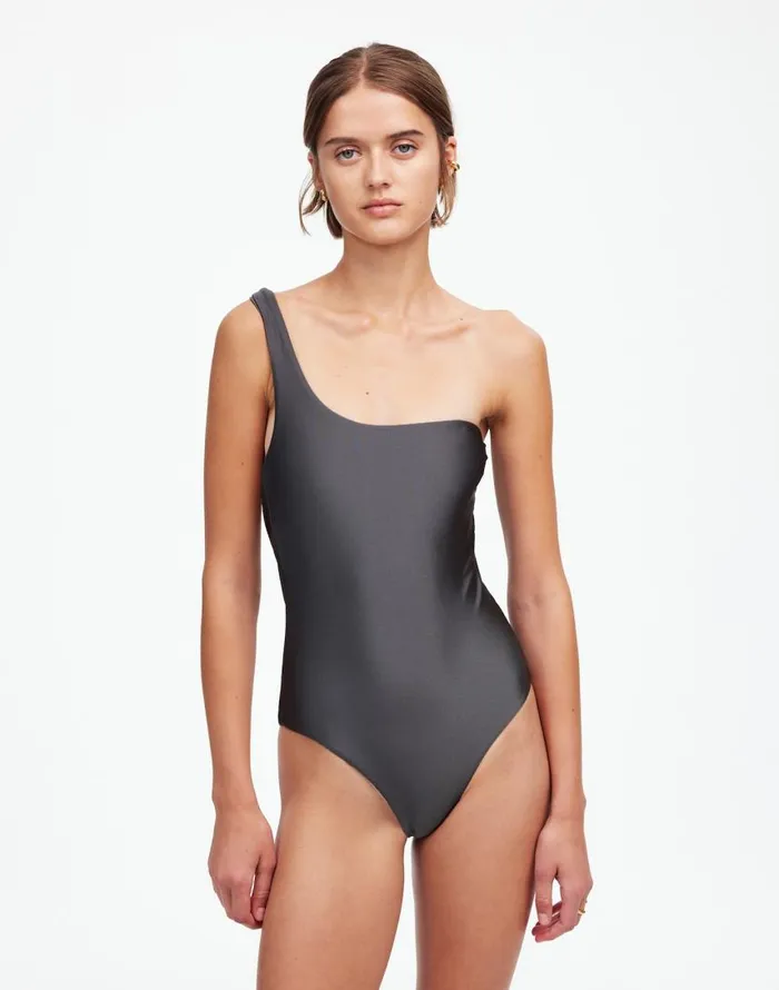Swim Women Madewell Jade Swim Evolve OnePiece Swimsuit Slate Sheen