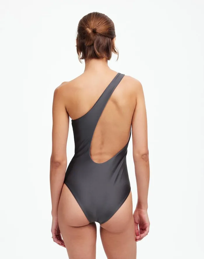 Swim Women Madewell Jade Swim Evolve OnePiece Swimsuit Slate Sheen