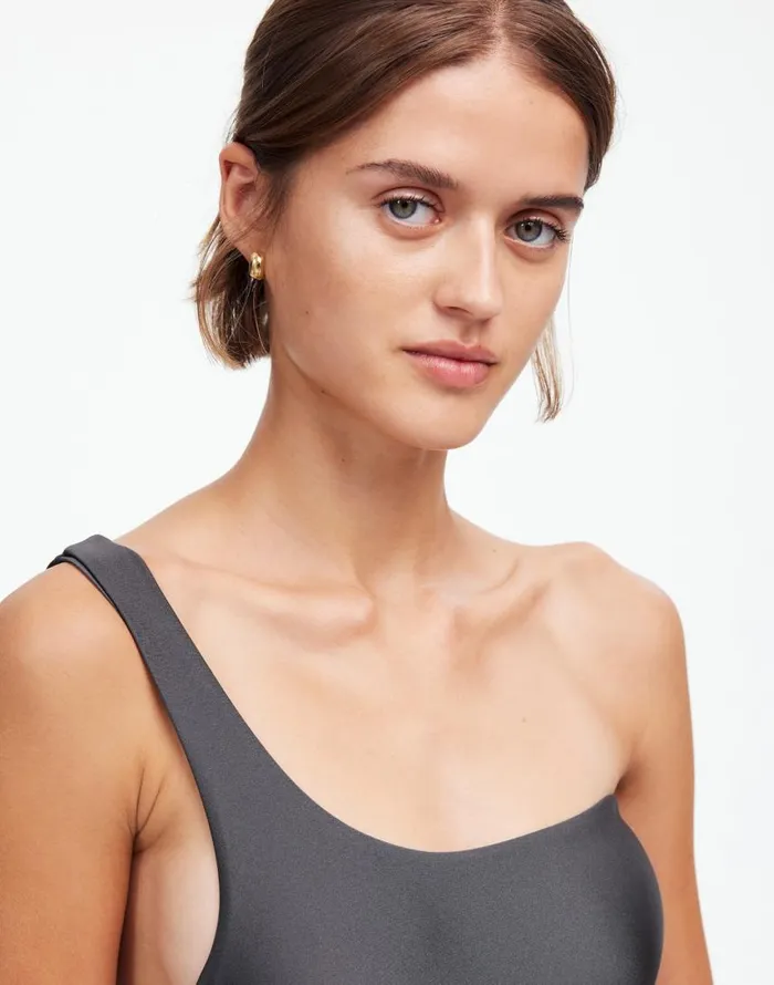 Swim Women Madewell Jade Swim Evolve OnePiece Swimsuit Slate Sheen