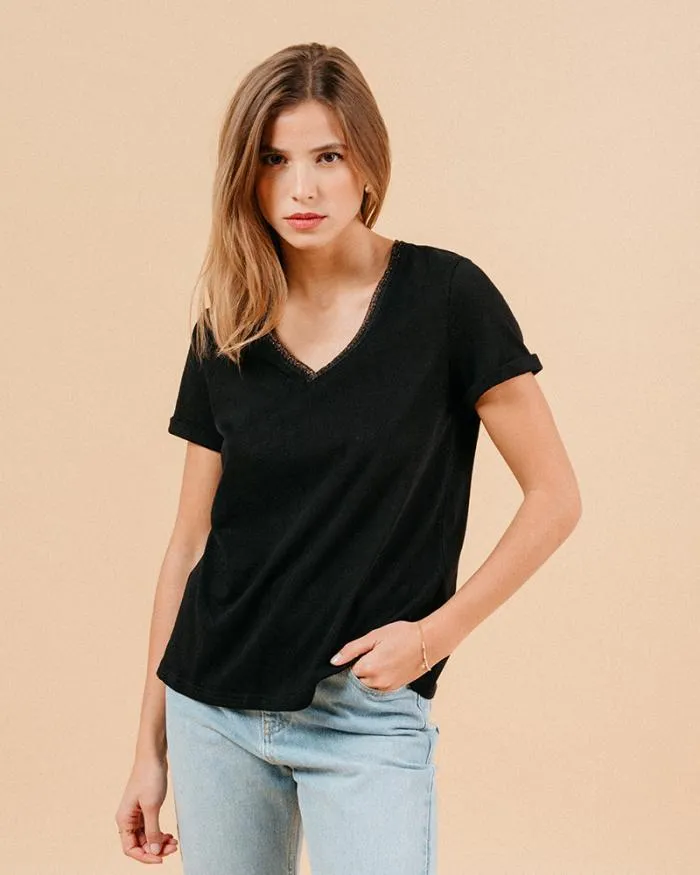 TSHIRT NOIR MANUEL Shop Grace and Mila ShortSleeves Tshirts